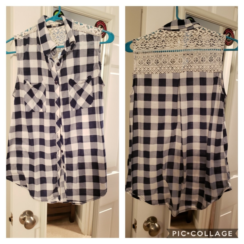 Crochet Plaid Blouse